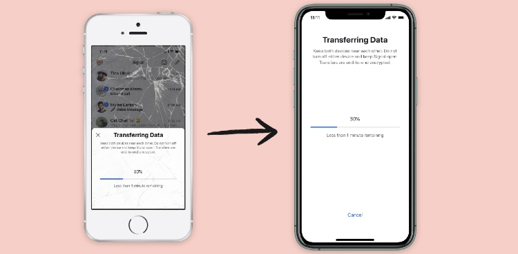 Signal iOS transfer data